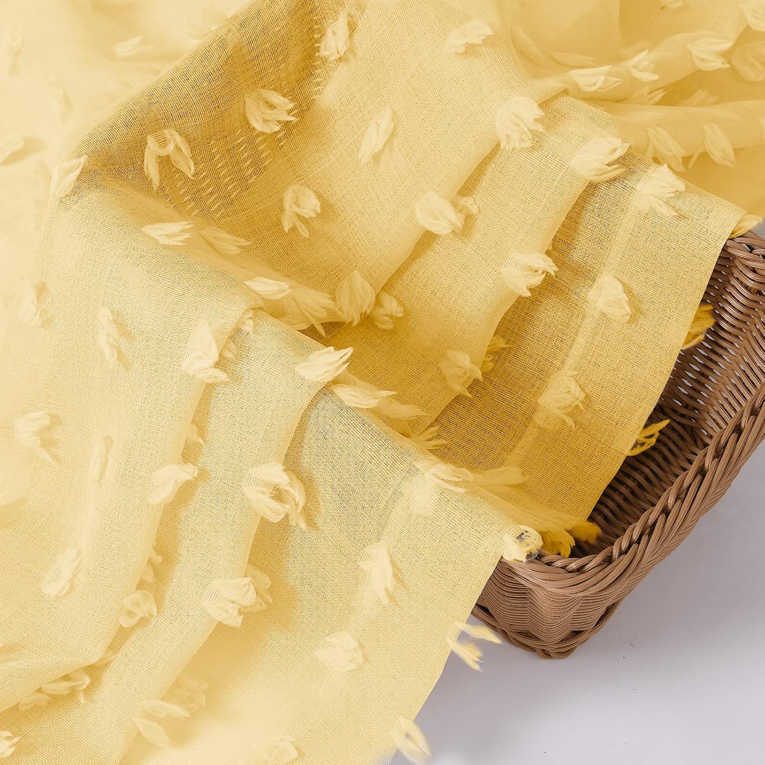 Guken Yellow Semi Sheer Curtains 2 Panels 108 Inches Long