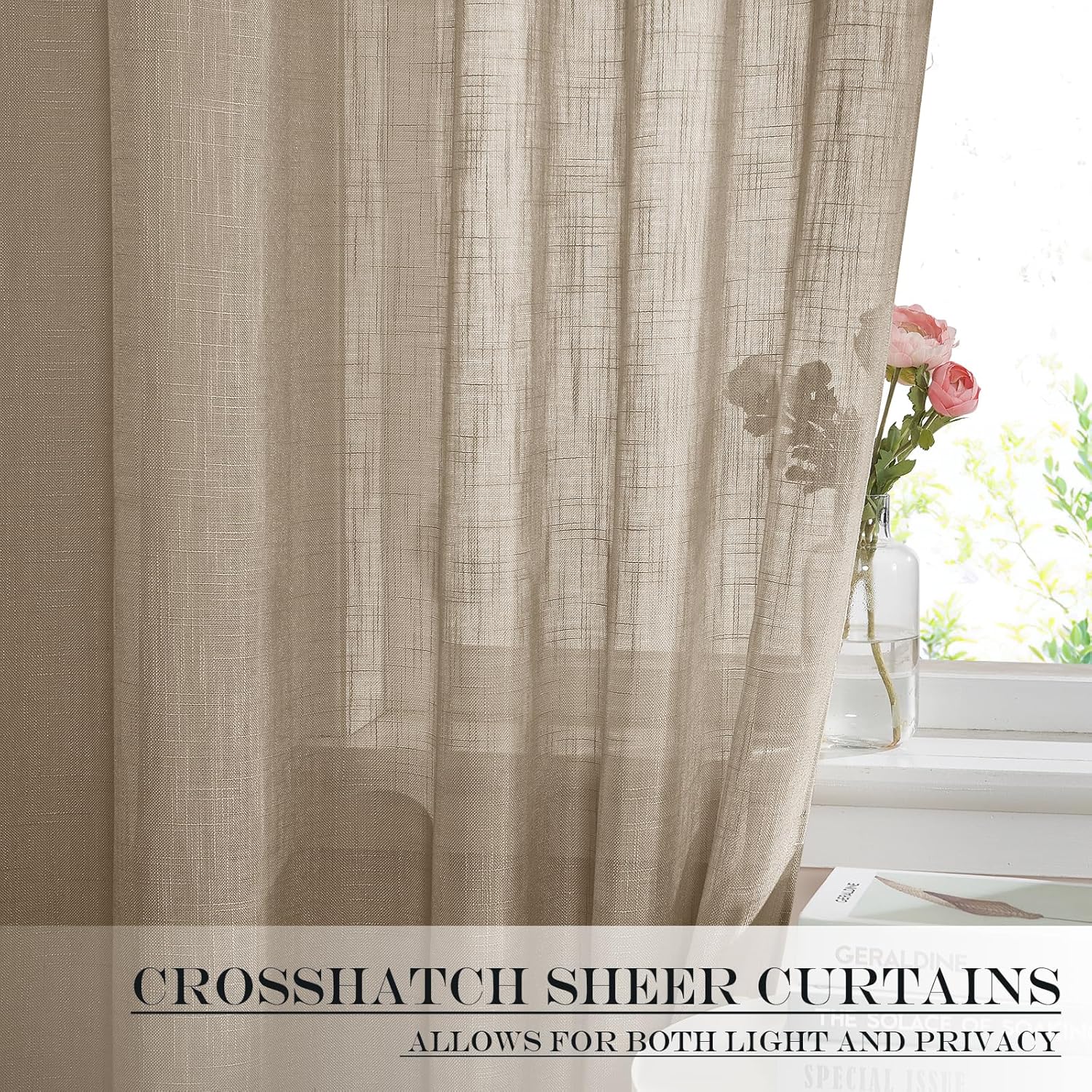 NICETOWN Privacy Sidelight Curtain Panel - 30 Wide 40 Length Taupe