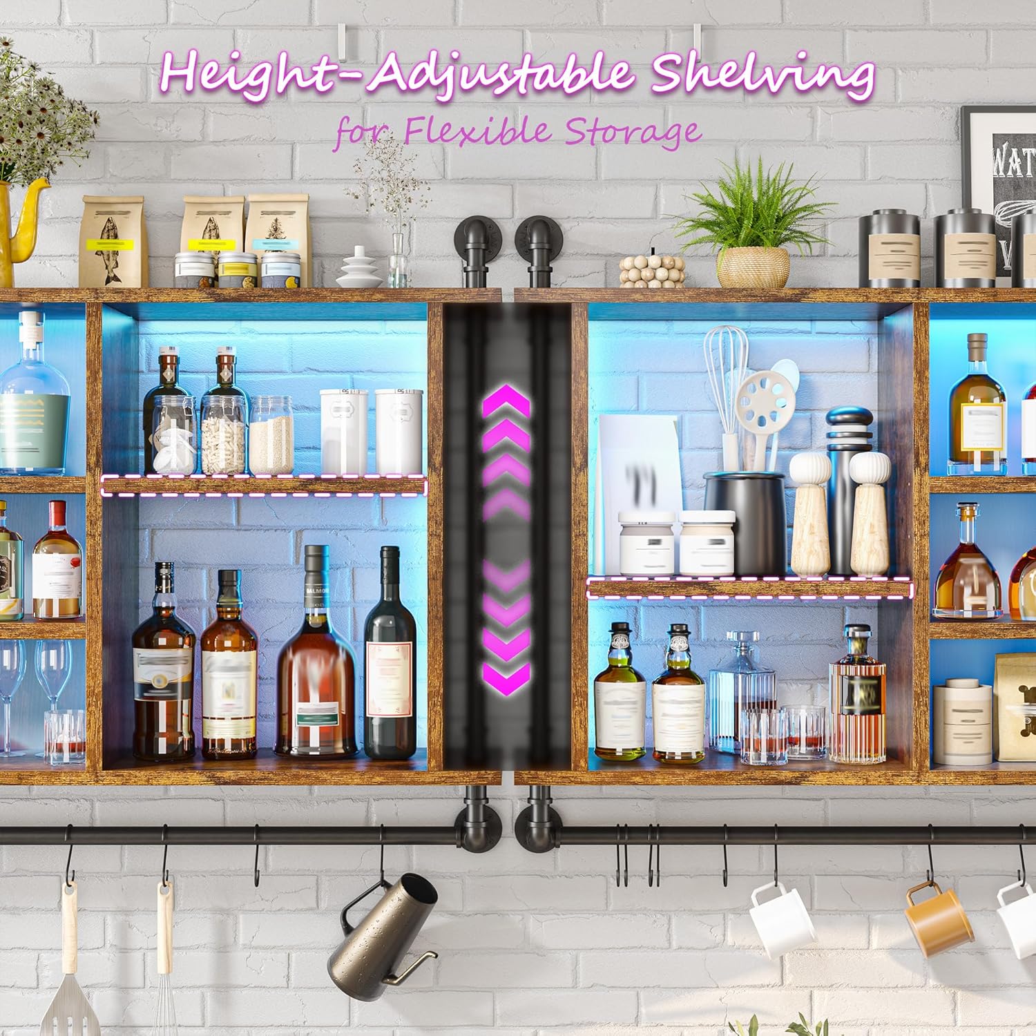 REIBII Wall Floating Shelves with LED Light
