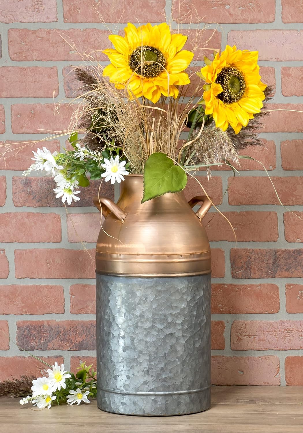 Red Co 16 Tall Two-Tone Copper Metal Jug Vase with Handles