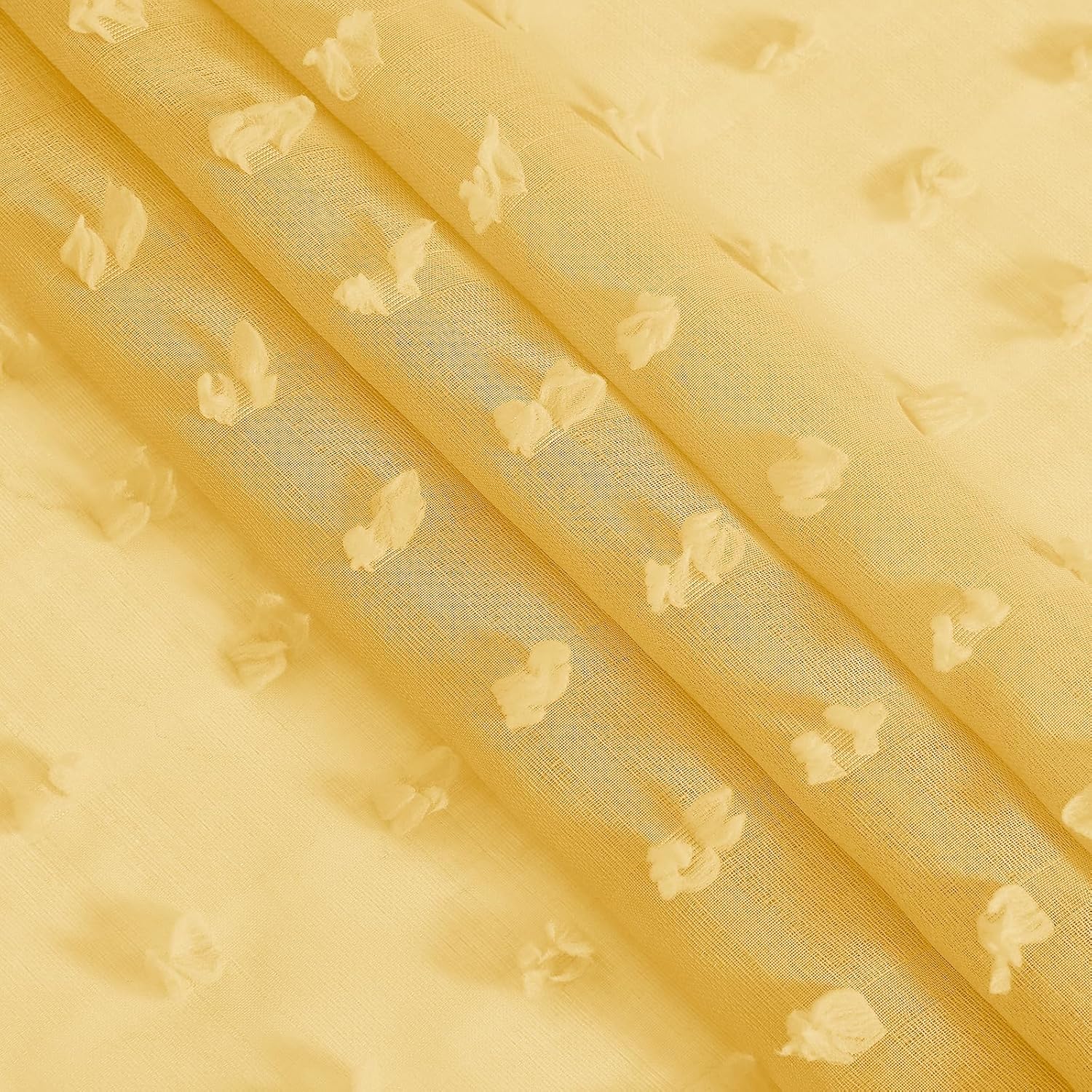 Guken Yellow Semi Sheer Curtains 2 Panels 108 Inches Long