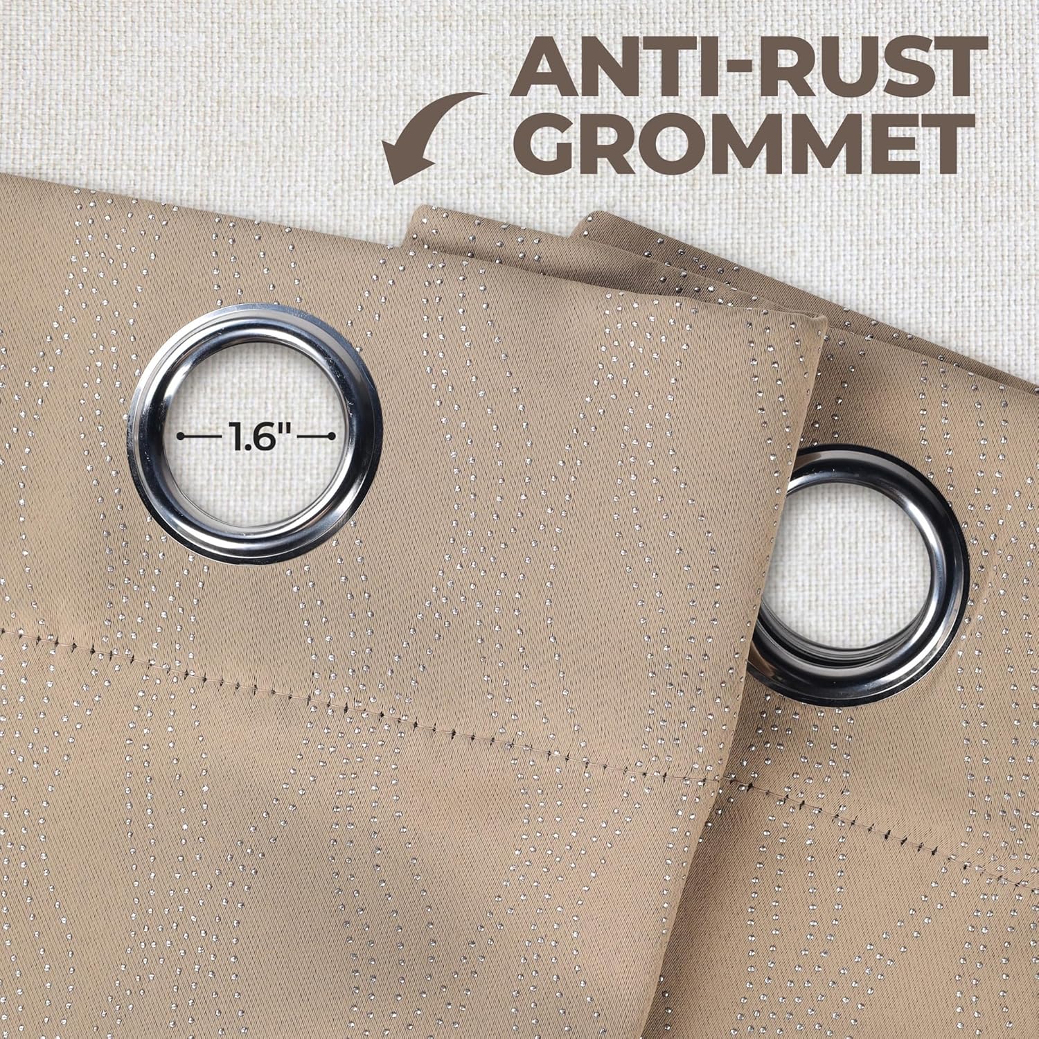 Superior Blackout Curtains with Grommet Header Tan Set of 2 Panels 42x108