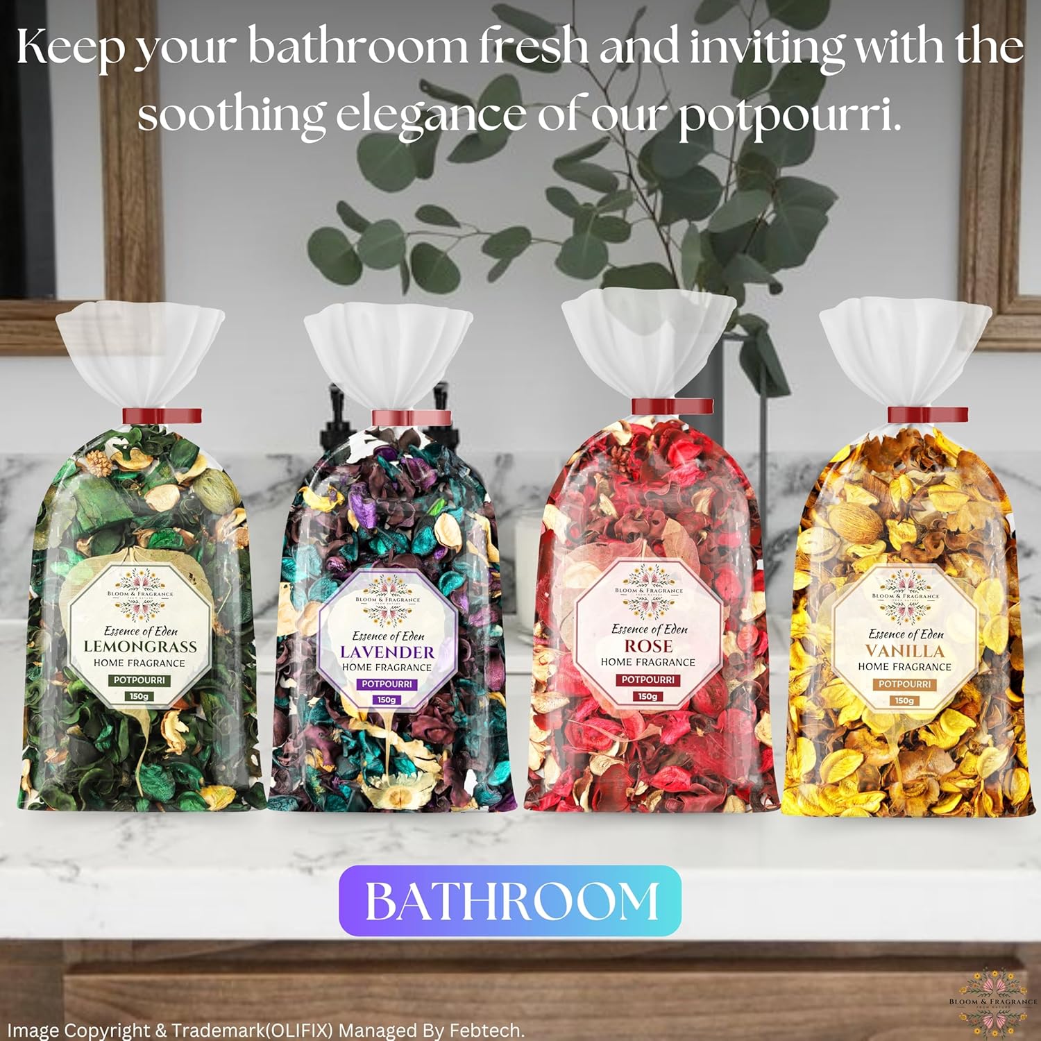 BLOOM FRAGRANCE Potpourri Combo Set 4 Natural Scents