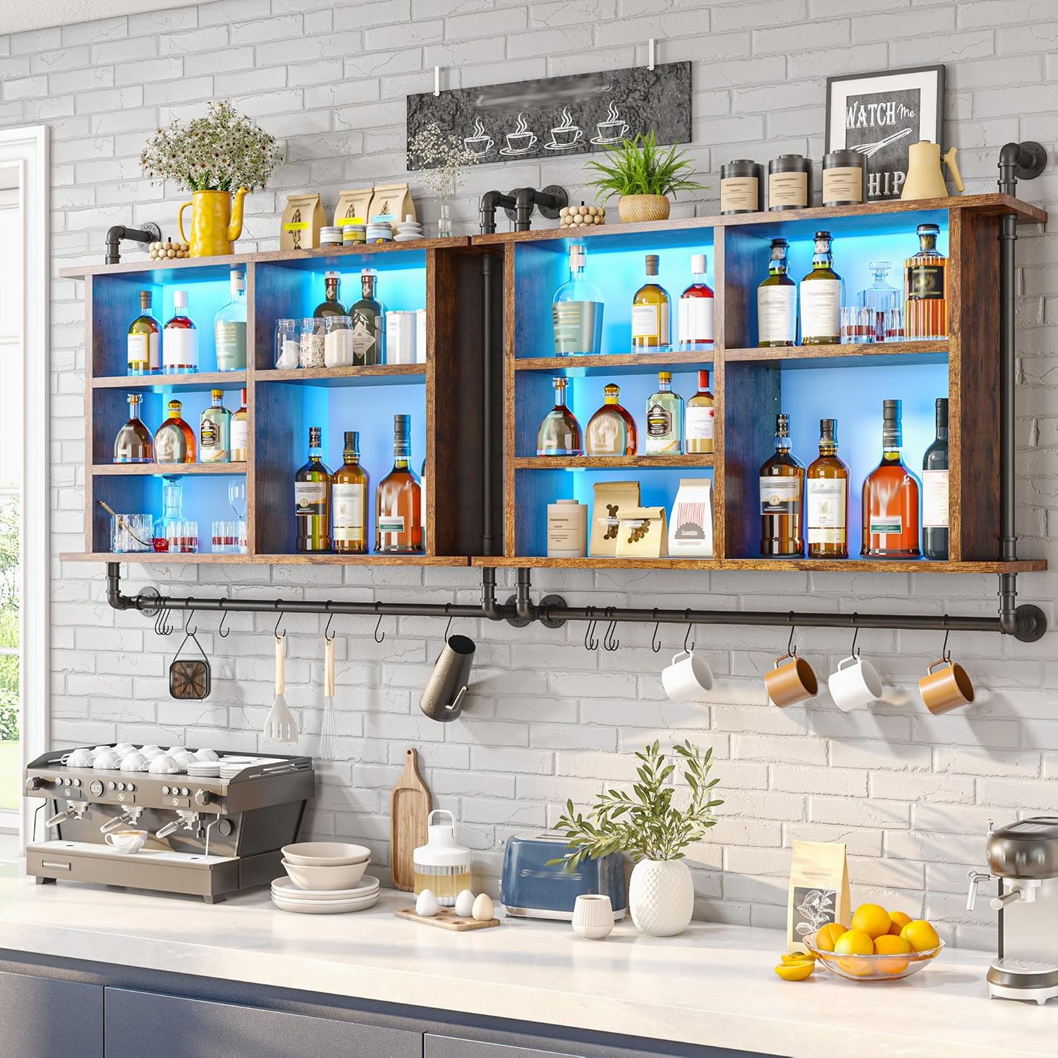 REIBII Wall Floating Shelves with LED Light